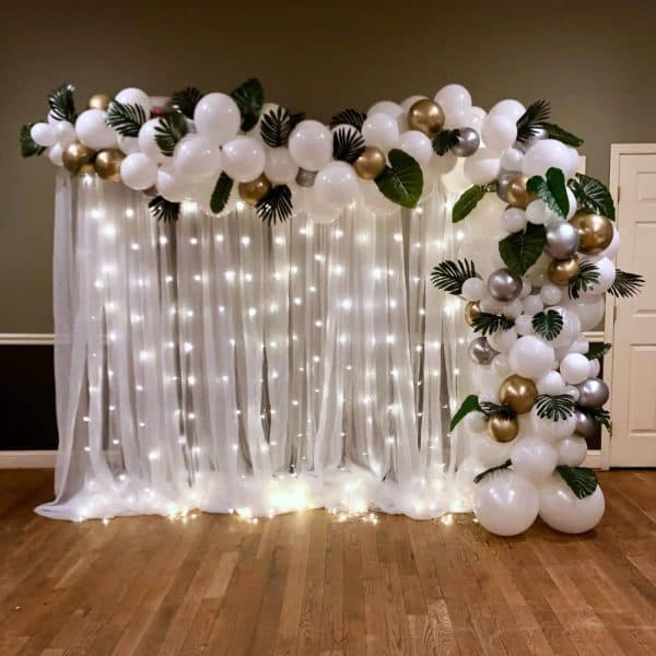 Balloon Stand with Curtains Lights Decoration