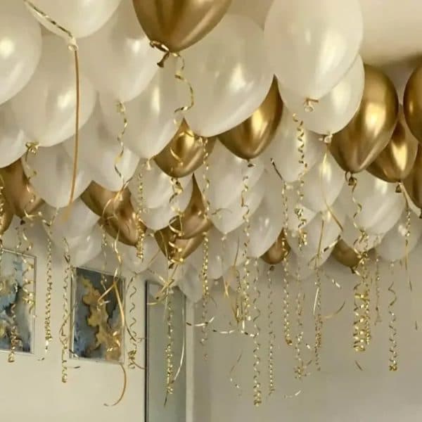 Ceiling hanging balloons decoration setup for birthday celebration in Bangalore