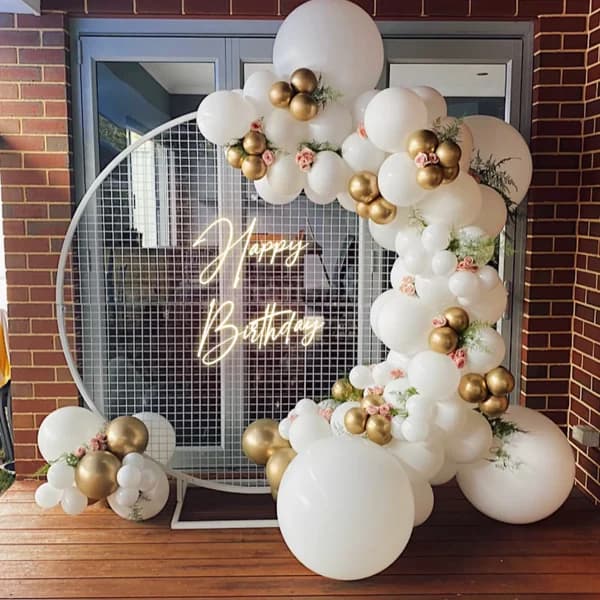 Hall terrace balloon decoration setup for birthday party in Bangalore