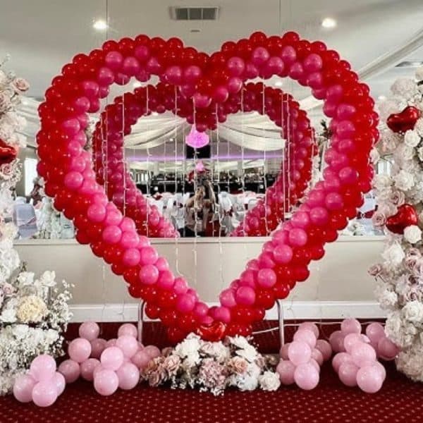 Romantic Valentine’s Day balloon decoration setup in Bangalor